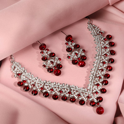 Atasi International Alloy Silver, Ruby Red Jewellery Set(Pack of 2)