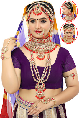 KKIMITATION Alloy Gold-plated Red Jewellery Set(Pack of 1)