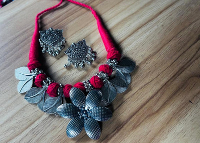 MS Creation Alloy Brass Red Jewellery Set(Pack of 2)