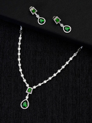 house of common Brass Silver Green Jewellery Set(Pack of 1)