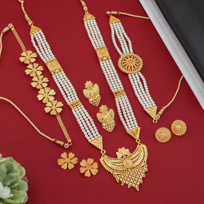 PARTICIAO Alloy Gold-plated Gold Jewellery Set(Pack of 3)
