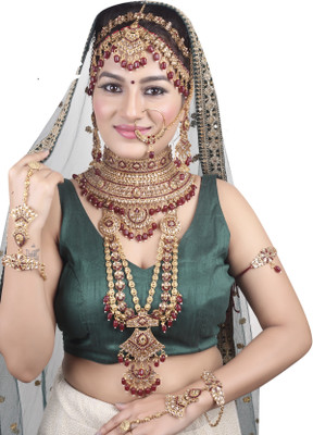 KK IMMITATION Alloy Gold-plated Maroon Jewellery Set(Pack of 10)