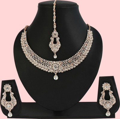 Rukma Alloy Rhodium Rose Gold, White Jewellery Set(Pack of 1)