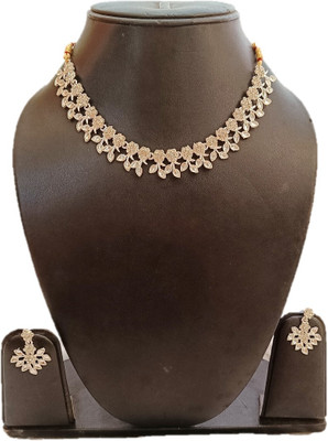 K&K KREATION Alloy Gold-plated White Jewellery Set(Pack of 3)