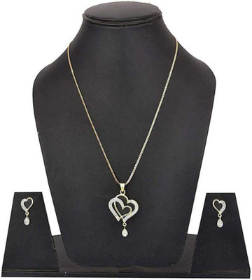 P R Production Brass Gold-plated Gold, White Jewellery Set(Pack of 1)