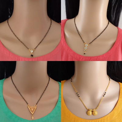 Dency Pack Of 4 Gold Plated Mangalsutra Tanmaniya For Women Alloy Mangalsutra