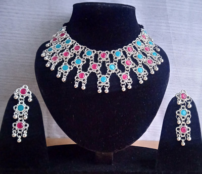 Shiv Alloy Silver Multicolor Jewellery Set(Pack of 3)