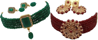 JMBW INTERNATIONAL Alloy Green, Maroon Jewellery Set(Pack of 2)
