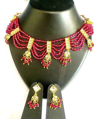 NIKYANKA Brass Gold-plated Gold, Maroon Jewellery Set(Pack of 3)