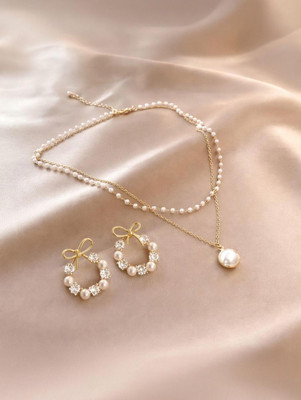 Alinora Jewells Alloy Gold, White Jewellery Set(Pack of 2)
