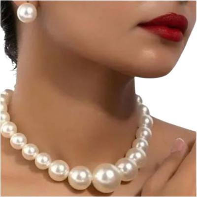 krishnashopz Alloy Silver White Jewellery Set(Pack of 1)