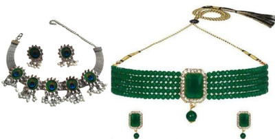 JMBW INTERNATIONAL Alloy Silver, Blue, Green, Green Jewellery Set(Pack of 2)