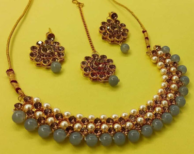 Nivaan Alloy Gold-plated Grey, Gold Jewellery Set(Pack of 1)