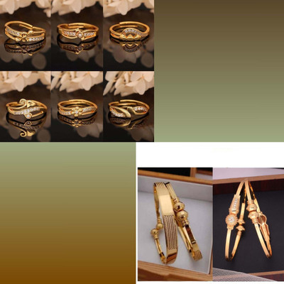 Alasca Brass Gold-plated Silver, Brown, Green Jewellery Set(Pack of 8)