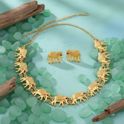 vrindora Metal, Brass Gold-plated Gold, Yellow Jewellery Set(Pack of 1)