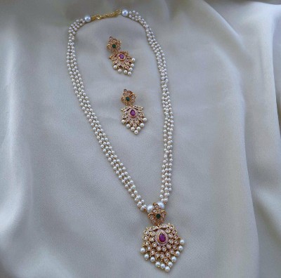 surbhi imitation Alloy Gold-plated White Jewellery Set(Pack of 1)