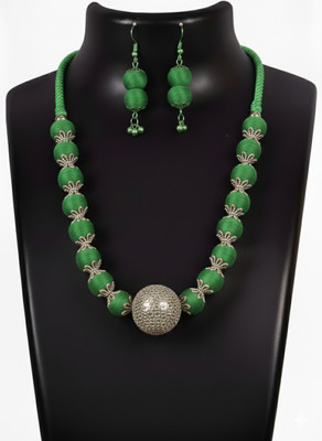 A S enterprize Oxidised Silver Green Jewellery Set(Pack of 1)