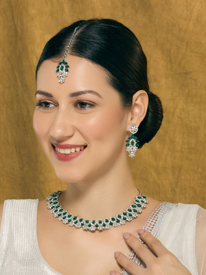 VATSALYA creation Alloy Gold-plated Green Jewellery Set(Pack of 1)