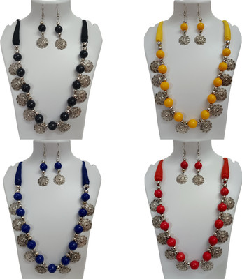 Loknath Handcraft Alloy Silver Multicolor Jewellery Set(Pack of 4)