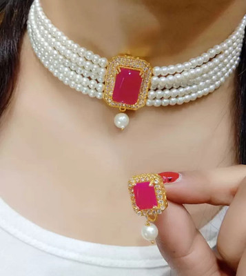 CATALYST Alloy Gold-plated Pink, White Jewellery Set(Pack of 1)