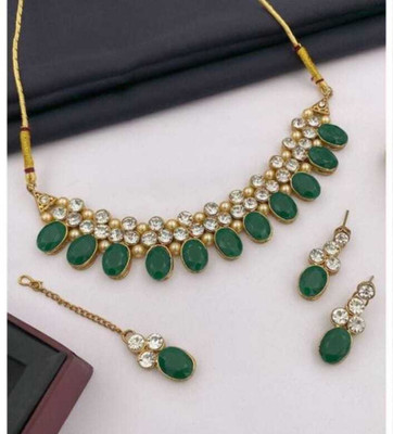 RAHUL TRADERS Alloy Gold-plated Green Jewellery Set(Pack of 1)