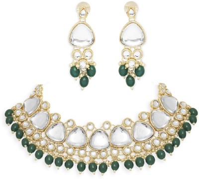 Oomph Alloy Gold-plated Green, White, Gold Jewellery Set(Pack of 3)
