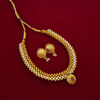 Swaroop Designer Alloy Gold Jewellery Set(Pack of 1)
