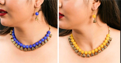 Ronak Jewels Alloy Gold-plated Blue, Yellow Jewellery Set(Pack of 2)