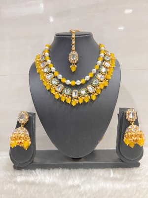 shree aaiji jewellery house Copper Gold-plated Yellow Jewellery Set(Pack of 4)