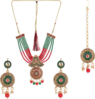 Hkjewels Alloy Red, Green Jewellery Set(Pack of 1)