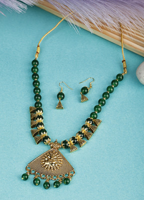 DEGHLAM Alloy Gold-plated Green Jewellery Set(Pack of 3)