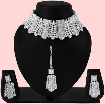AK JEWEL STORES Alloy Rhodium White Jewellery Set(Pack of 1)