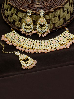 SAIYONI Alloy Gold-plated Pink Jewellery Set(Pack of 1)