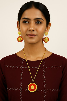 SMARNN Metal Gold-plated Red, Gold Jewellery Set(Pack of 1)