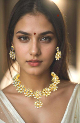 ora collection Brass Gold Jewellery Set(Pack of 1)