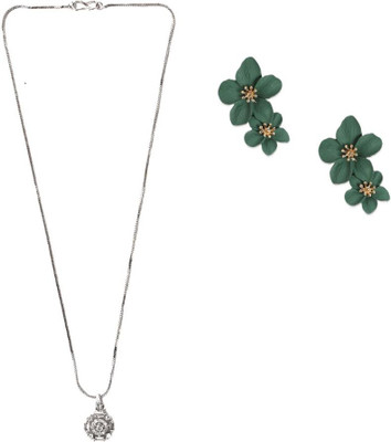 SKG Fashions Stone Silver, Green Jewellery Set(Pack of 1)