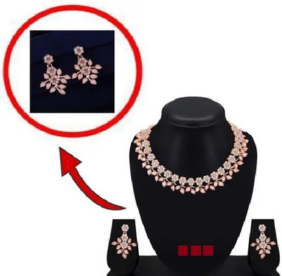 Matram Brass Gold-plated Pink Jewellery Set(Pack of 1)
