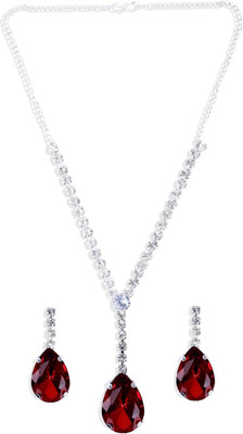 SHIVANYA Brass 800 Silver Red, Silver Jewellery Set(Pack of 1)