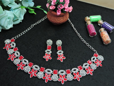 VATSALYA creation Alloy Red Jewellery Set(Pack of 1)