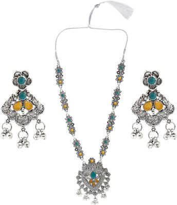 Pujvi Oxidised Silver Multicolor Jewellery Set(Pack of 1)