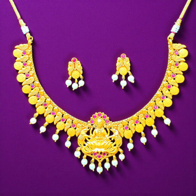 Aroras Bridal & Fashion Jewellery Copper Gold-plated Gold Jewellery Set(Pack of 1)