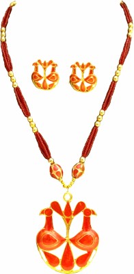 balaji gold Copper Gold-plated Red, Gold Jewellery Set(Pack of 2)