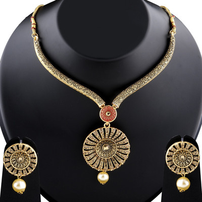 NM CREATION Alloy Gold Jewellery Set(Pack of 1)