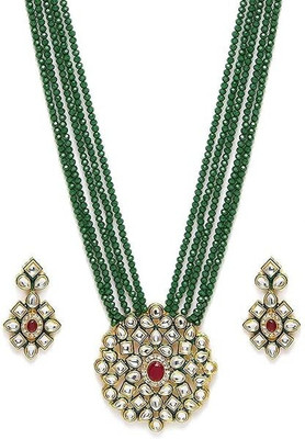 Queen Art Alloy Gold-plated Green Jewellery Set(Pack of 1)