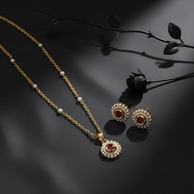 siyaa creation Copper Gold-plated Maroon, Gold Jewellery Set(Pack of 1)