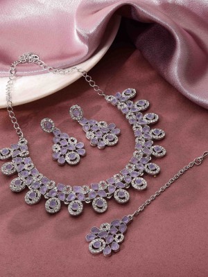 SAIYONI Alloy Silver Purple Jewellery Set(Pack of 4)