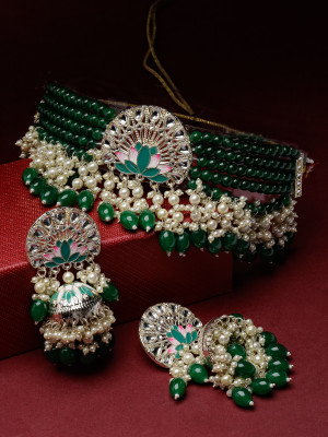 Studio Sukkhi Alloy Gold-plated Green Jewellery Set(Pack of 1)