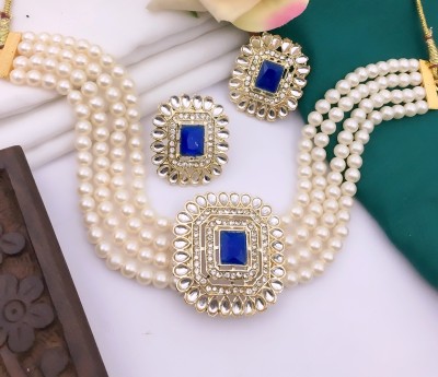 Shree Jai Sai Art Zinc Gold-plated Blue Jewellery Set(Pack of 1)