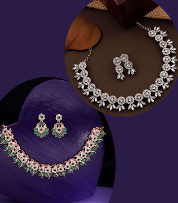 Divastri Brass Gold-plated Green, White Jewellery Set(Pack of 1)