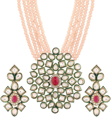 Jewar Mandi Brass Gold-plated Multicolor Jewellery Set(Pack of 1)